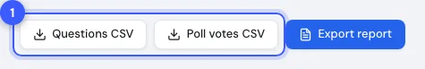 The analytics header actions with the CSV export links highlighted