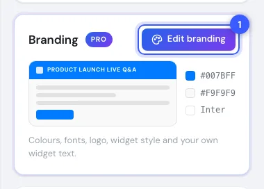 The Branding card on the dashboard with the Edit branding button highlighted