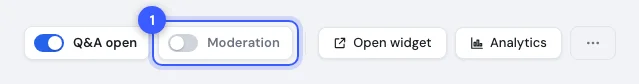 The dashboard header with the Moderation switch highlighted
