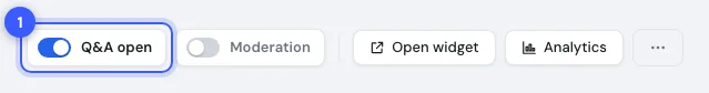 The dashboard header with the Q&A open switch highlighted